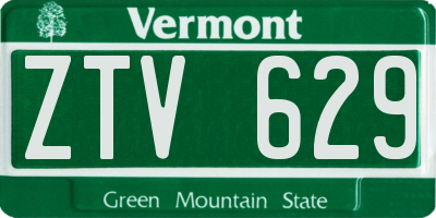 VT license plate ZTV629
