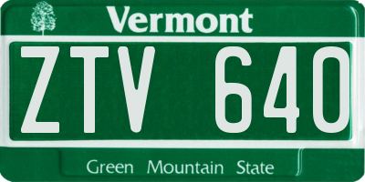 VT license plate ZTV640