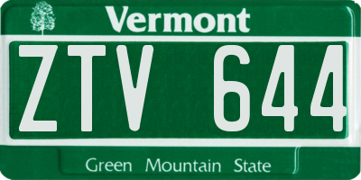 VT license plate ZTV644
