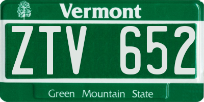 VT license plate ZTV652