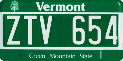 VT license plate ZTV654