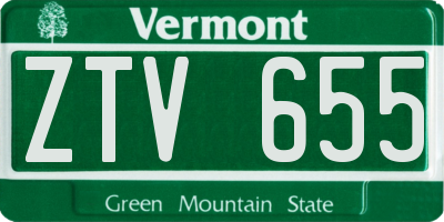 VT license plate ZTV655
