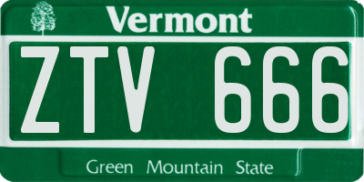 VT license plate ZTV666