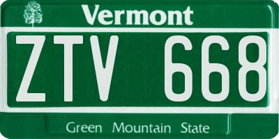 VT license plate ZTV668