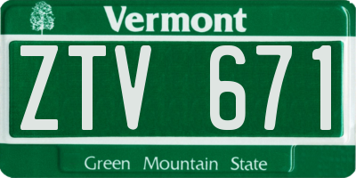 VT license plate ZTV671