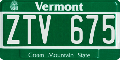 VT license plate ZTV675