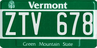 VT license plate ZTV678