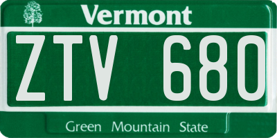 VT license plate ZTV680