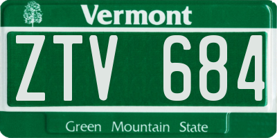 VT license plate ZTV684