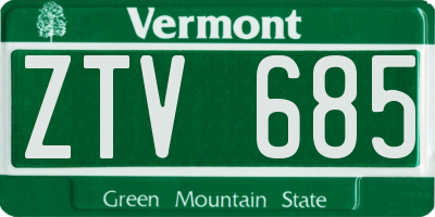 VT license plate ZTV685