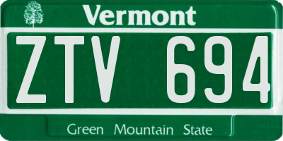VT license plate ZTV694