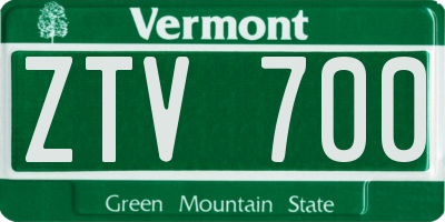 VT license plate ZTV700