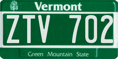 VT license plate ZTV702