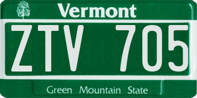 VT license plate ZTV705