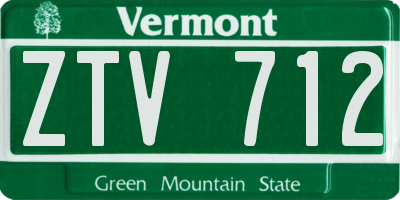 VT license plate ZTV712