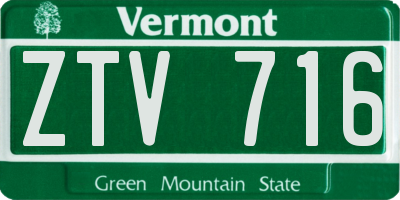 VT license plate ZTV716