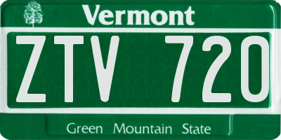 VT license plate ZTV720