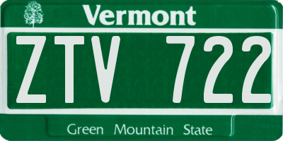 VT license plate ZTV722