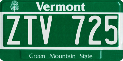 VT license plate ZTV725