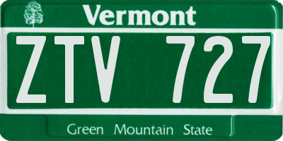 VT license plate ZTV727