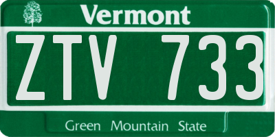 VT license plate ZTV733