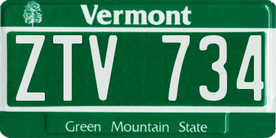 VT license plate ZTV734