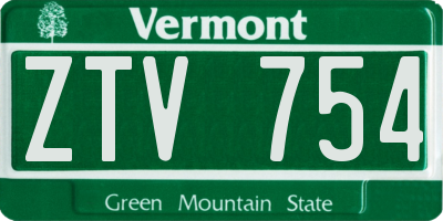 VT license plate ZTV754