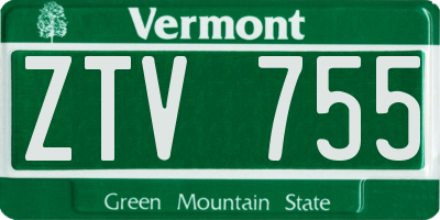 VT license plate ZTV755