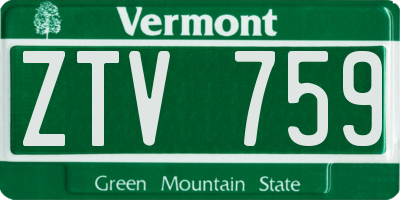 VT license plate ZTV759