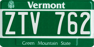 VT license plate ZTV762