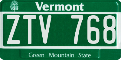 VT license plate ZTV768