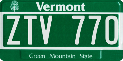 VT license plate ZTV770