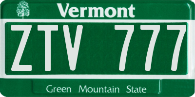 VT license plate ZTV777