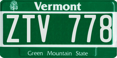 VT license plate ZTV778