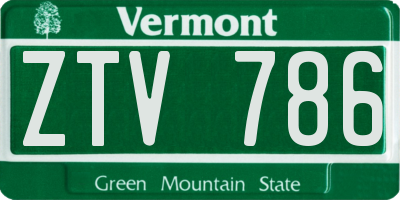 VT license plate ZTV786
