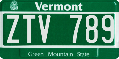 VT license plate ZTV789