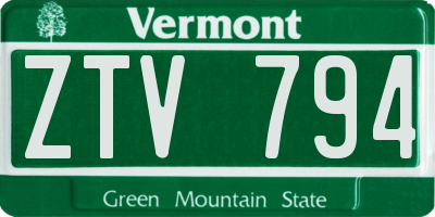 VT license plate ZTV794