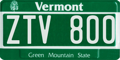 VT license plate ZTV800