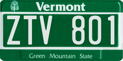 VT license plate ZTV801