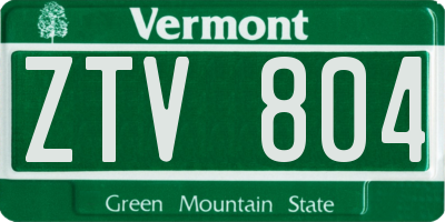 VT license plate ZTV804