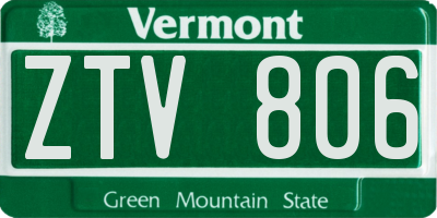 VT license plate ZTV806