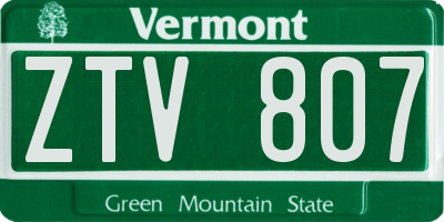 VT license plate ZTV807