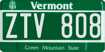 VT license plate ZTV808