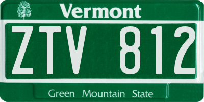 VT license plate ZTV812