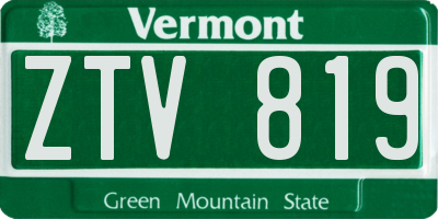 VT license plate ZTV819