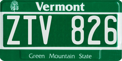 VT license plate ZTV826