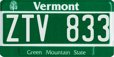 VT license plate ZTV833