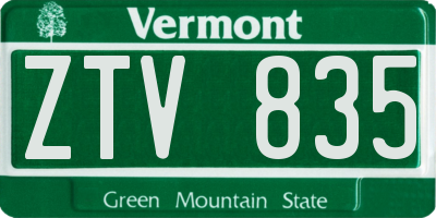 VT license plate ZTV835