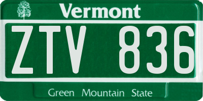 VT license plate ZTV836