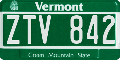 VT license plate ZTV842